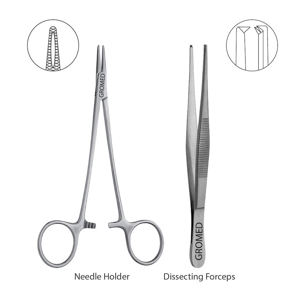 Gromed™ Surgical Instruments Suture Set of 2 PCs Toothed Dissecting