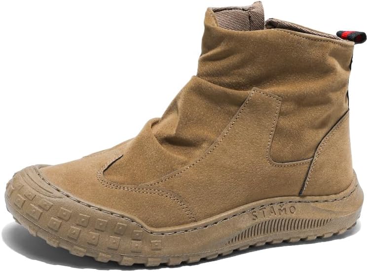 Men's Side Zip Waterproof Campsite Hiking Boots Chukka Ankle Boots for Hiking Camping & Driving All Season Fashion Retro High Top Chukka Outdoor Walking Sneakers