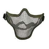 uxcell® Airsoft War Game Half Face Guard Mesh Mask Protector Olive Green