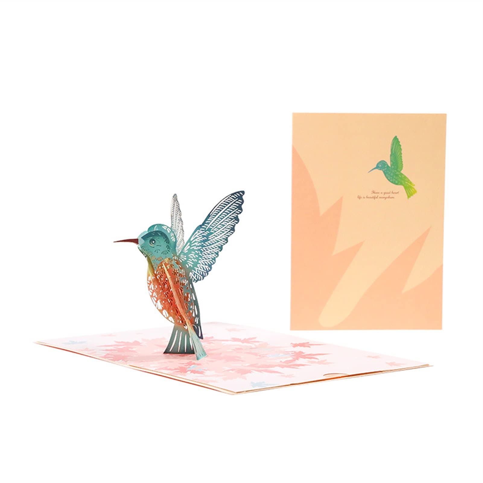 Grußkarte Grußkarte 3D Pop- up Kolibri Vogel Gruß Denken an Sie Karte für Geburtstag Vatertag Muttertag Hochzeit Umschlag Geburtstagskarten Geburtstagskarte (Quantity : 4 pc)