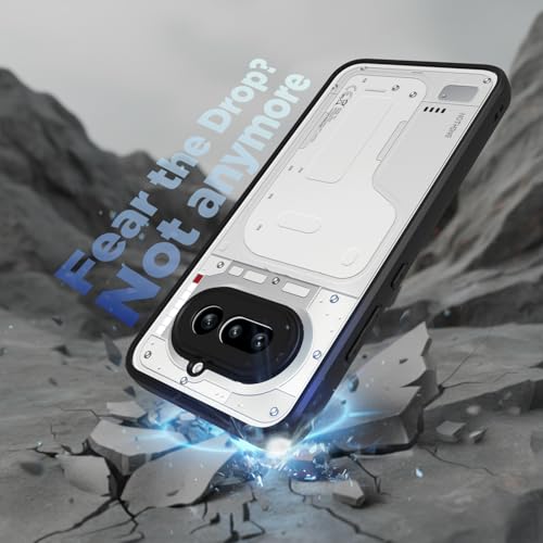 Image of RIGGEAR Shockproof Sleek Hybrid Armor Back Cover Case for Nothing Phone 4a 5G (Clear PC + Black TPU Bumper)