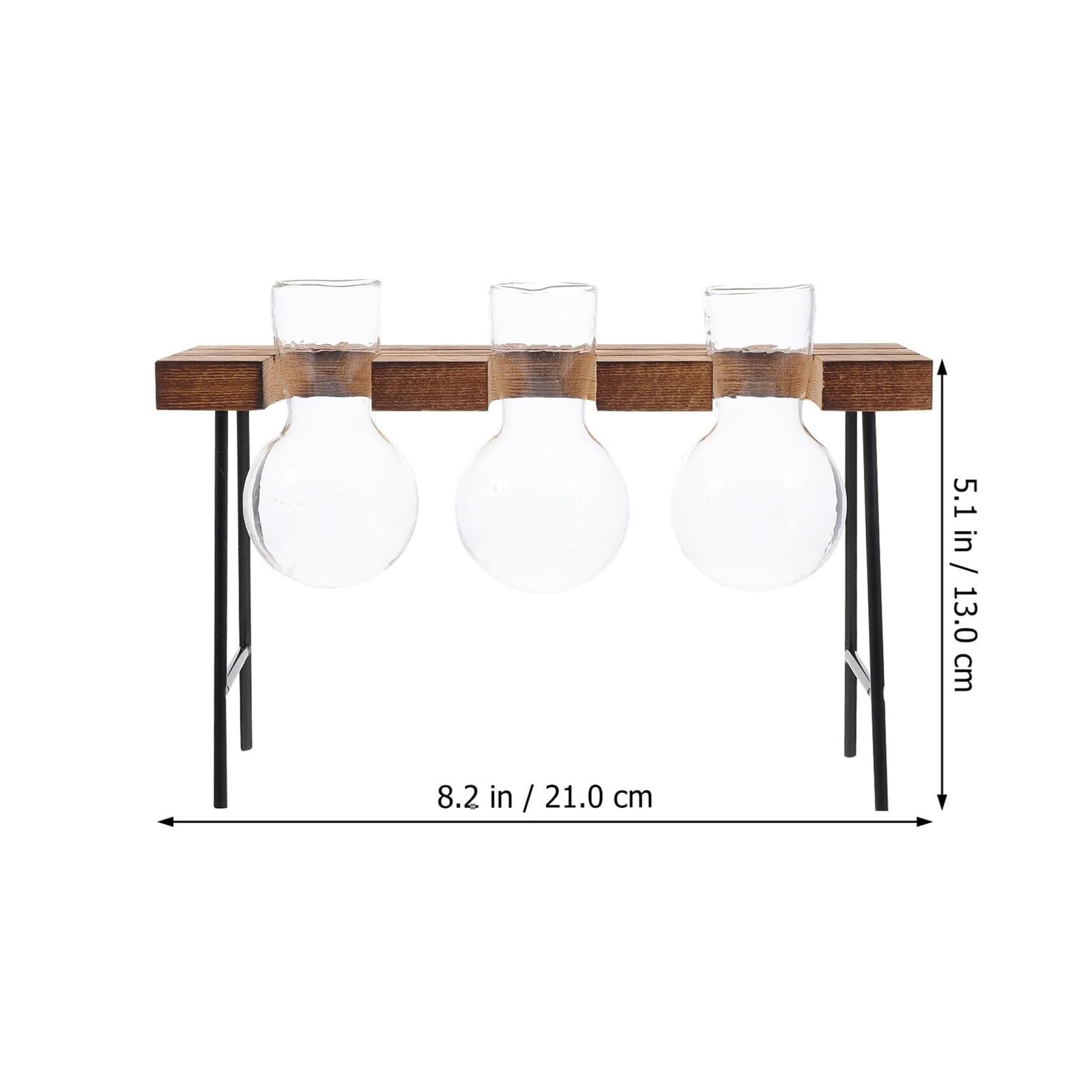 Vases à Fleurs Vase hydroponique en Verre avec Cadre Bois, Ensemble de Trois tabourets Ronds, Station Propagation Plantes décoratives Décoration intérieure