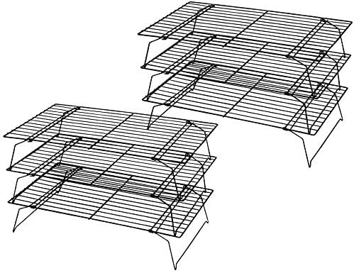 Tebery 2 Pcs 3- Tier Stackable Non-Stick Cake Cooling Rack, 38 x 25 cm (15" x 9.87")