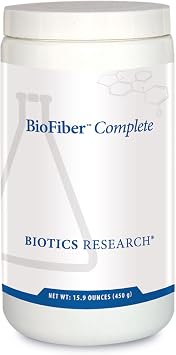 BIOTICS RESEARCH BioFiber Complete - 10 Whole Food Fibers Organic & Non-GMO, 5g of Fiber Per Serving, Easy-to-Mix Powder, Prebiotic Gut Support 15.9 Oz