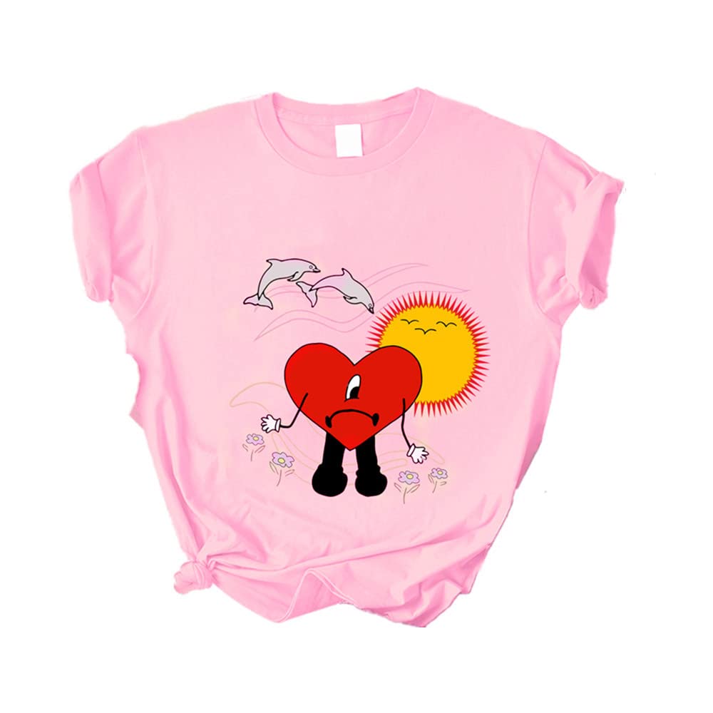 StuputBad Bunny Shirt Merch un Verano sin ti Shirts sad Heart Graphic Tee for Women Girls