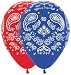 11" Bandana Assortment (Cowboy or Western) Latex Balloons - Bag of 10
