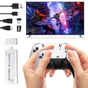 Retro Game Stick, Retro Gaming Console with Built-in 20000+ Classic Games, Wireless Game Stick, Retro Game Console 64GB, 4K, HDMI Output, 23 Emulators, Game Console with Dual 2.4G Wireless Controllers