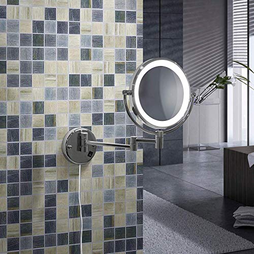 Miroir Salle de Bain LED Mural Miroir Grossissant Pivotant Face