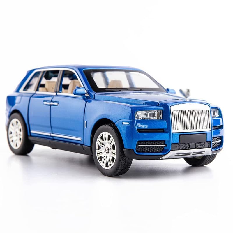 Image of New 1:24 RR Cullinan Diecast Alloy Metal Pull Back Car with Openable Doors Music Sound and Light Vehicle Toy Car for Kids Boys (Blue)