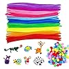 Cure Pipes Nettoyeurs de Tuyaux Craft Set de bricolage Tiges Pompons multicolores Chenille pour DIY Activités Manuelles Auto-collants Wiggle Yeux Mobiles Autocollant Enfant
