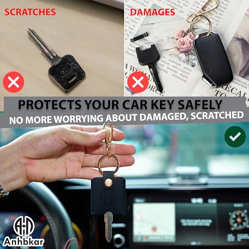 Image of Leather Keys Sleeve for Broken Car Key Loop Replacement - Cute Keychain Cover - Protector, Holder for Men & Women