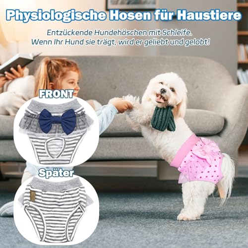 3 Stück Physiologische Hosen für Haustiere, Weiblich Hund Windel, Wiederverwendbare Hundewindel, Waschbar Hund Windeln Hose für weibliche Welpen und Hunde mit Harninkontinenz (M)