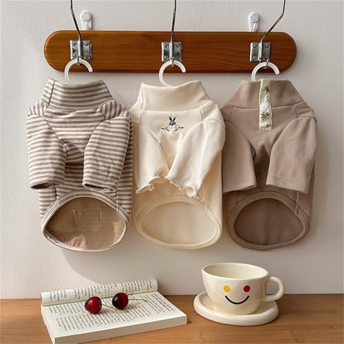 Yaopelky Hunde-Sweatshirt für kleine, mittelgroße Hunde und Katzen, Herbst-T-Shirt, langärmelig, Welpen-Outfit, lässige Hundekleidung für Yorkie, Chihuahua, Größe S (1,5–3 kg), Kaffeefarben