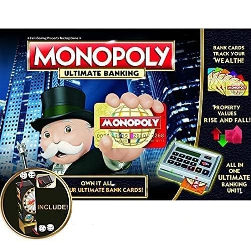 Image of Electronic Monopoly Banking Board Game with 6 ATM Cards and ATM Machine, Electric Monopoly Banking Board Game. (Black Color).