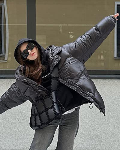 Hjstes Cute Thick Square Sunglasses Women Men Trendy Inflated Hip Hop Frame Y2K Glasses Funny Shades(Black) #TOP1