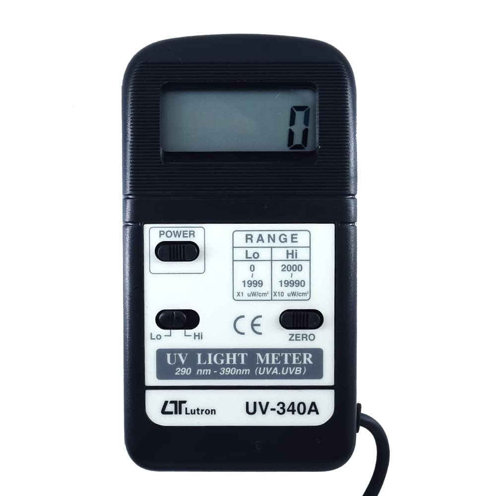 UV-340AUV Light Meter Alongwith Factory Calibration Certificate (Range:Low Range: 1999 uW/cm^2|High Range: 19990 uW/cm^2) for Stadiums, Theatres, Labs, Clean Rooms, OT Rooms