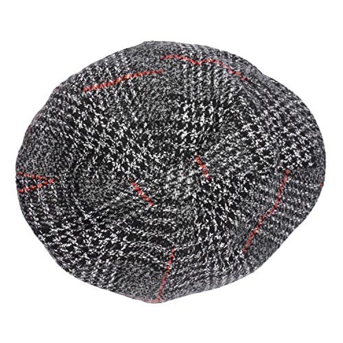 Image of The Tie Hub Baker's Boy Flat Cap, Premium Wool Warmth, Vintage Newsboy Style, Structured Rounded Crown, Grey & Black, 55-60 cm