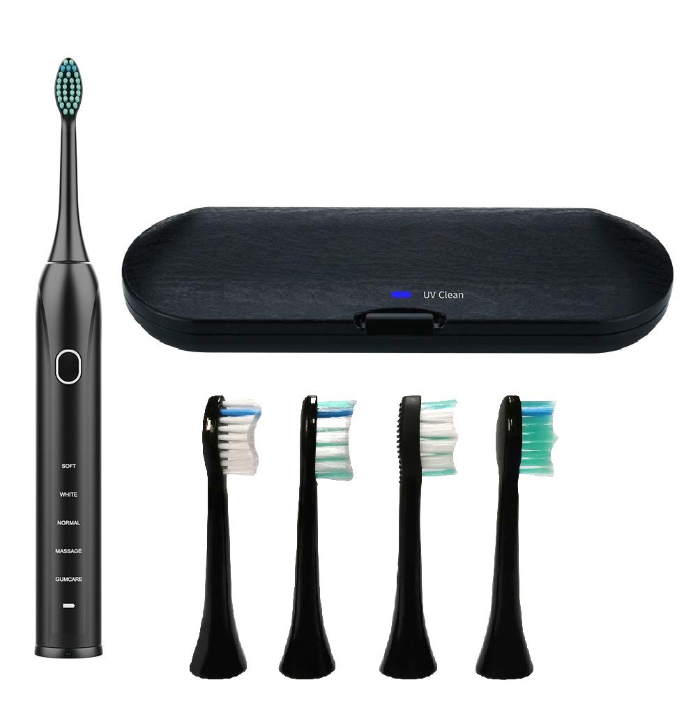 Electric Toothbrush for Adult, Sonic Brush 5 Heads 5 Made, Travek Case, IPX7, 60 Days