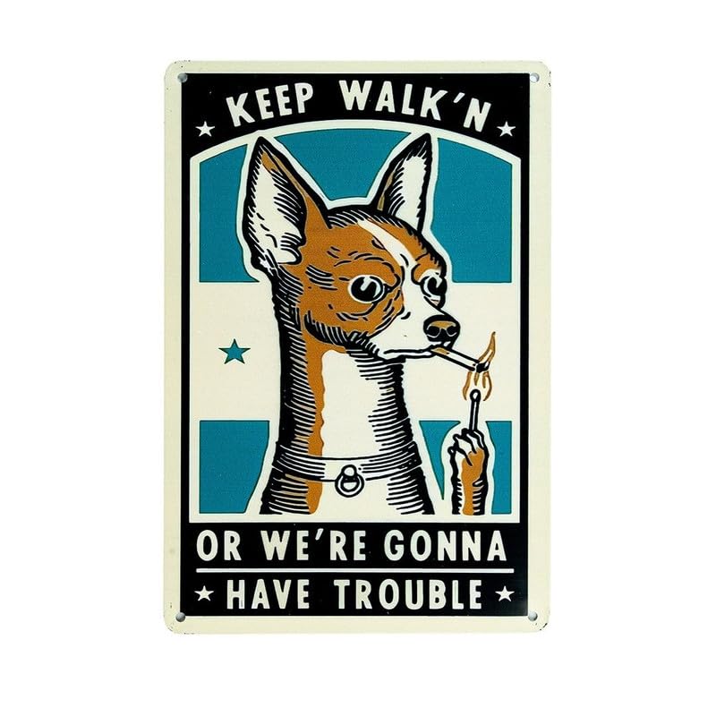 Image of Eazywagon Decorative Retro Metal Signs Wall Plate - 12x8 Inch (Keep Walk'n) | Weatherproof Vintage Metal Sign Plate for Cafe, Home, Bar, Garage | Decorative Wall Hanging Sign Board