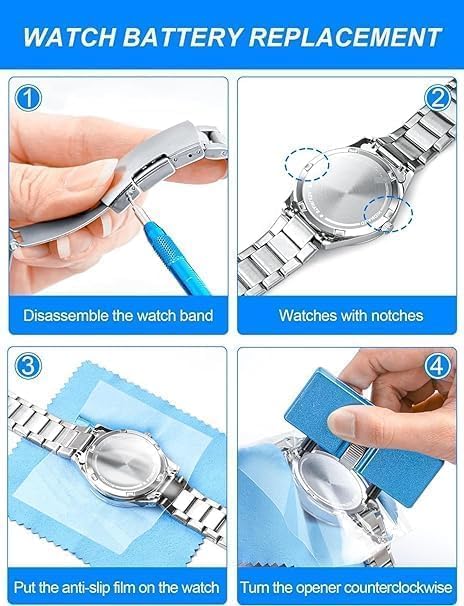 Image of 28 in 1 Watch Repair Kit Battery Replacement Strap Adjustment Resizing Watch Link Pin Remover Watch Opening Professional Spring Bar Tool Set, Watch Band Link Pin Tool Set with Carrying Case(28 IN 1)