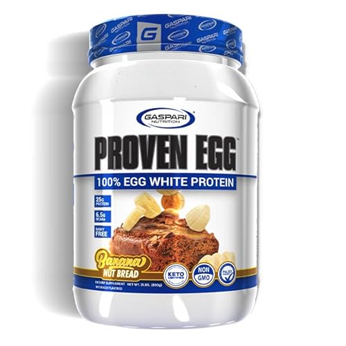 Gaspari Nutrition Proven Egg, 100% Egg White Protein, 25g Protein, Keto Friendly, Dairy Free, Lactose Free, Soy Free (2 lbs, Banana Nut Bread)