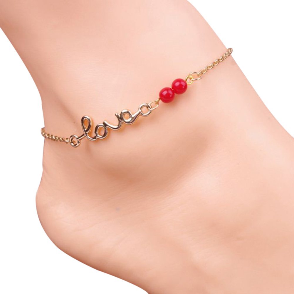 Fußkettchen Unisex, Fußkettchen mit zarten roten Perlen, Anhänger für Damen, Fußketten, Ornamente, Liebesmuster, von höchster Qualität und kreativ