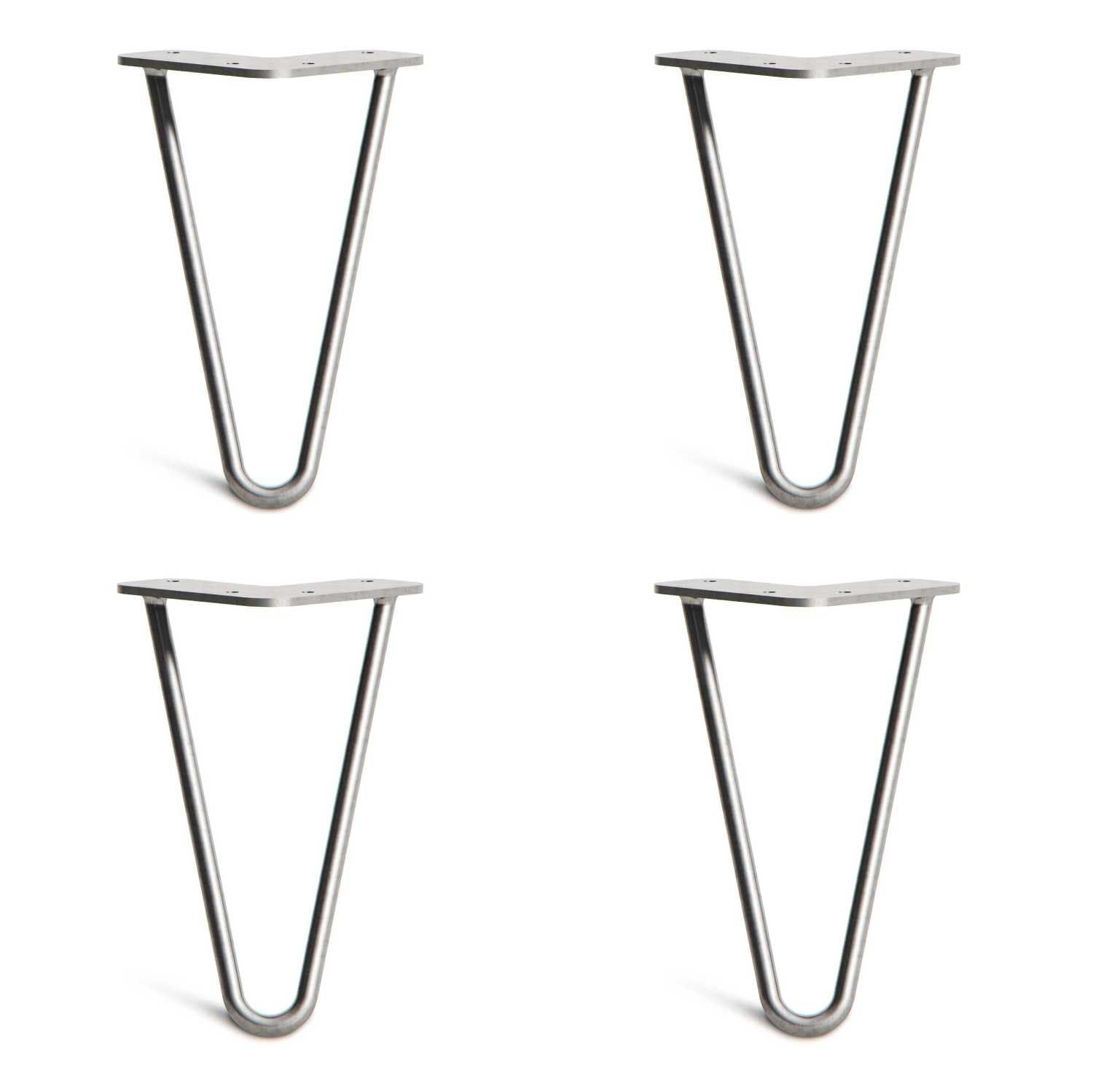 [HLC] 4 x Hairpin Table Legs – Superior Double Weld Steel Construction With Screws, Build Guide & Protector Feet Worth £8 Included! – 10mm Steel [8"/20cm,Zinc] — image 1