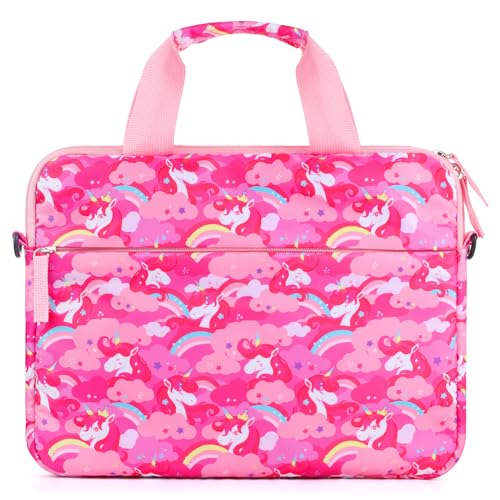Foxstory Kids Tablet Bag for Girls Kids Tablet Carrying Case for Fire HD 10 HD 8 Fire 7 Sleeve Bag Kid Kindle Bag iPad Bag for Kid Unicorn Pink