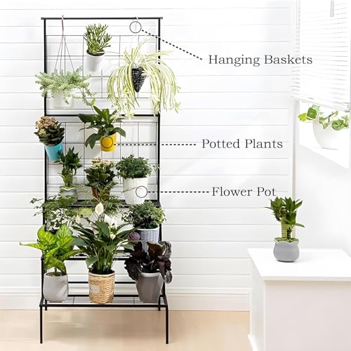 Image of Bee Creative Plant Stands for Outdoor Balcony, Flower Pot Stand for Indoor Plants, Large Metal Planter Stand for Living Room, home decor, Indoor & Outdoor plants Stand (3 STEP B)