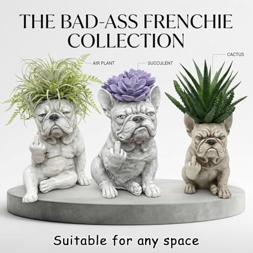 Statue de chien grincheux pot de fleurs extérieur intérieur design - 4