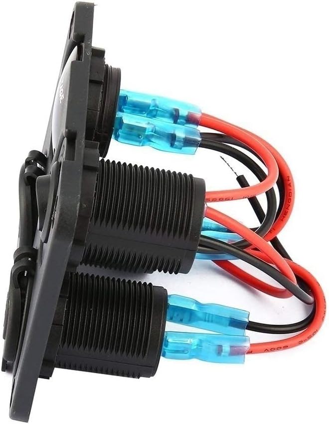 ON/Off Toggle Switch Panel Dual USB Charger Cigarette Lighter Socket Voltmeter Compatible with Car BoatTruck Auto Parts (Color : E Blue) (Green)