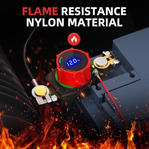 Image of Joinfworld Top Post Battery Disconnect Switch 12V-48V with Led Voltmeter, DC 5-60V Battery Kill Switch Negative On /Off Battery Cut Off Switch for Marine, Cars, Vehicles, RVs and Boats