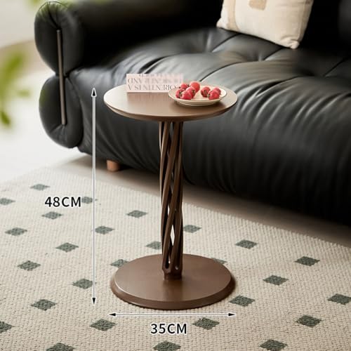 Table d'appoint ronde en bois massif de style épuré pour salon et chambre - 3