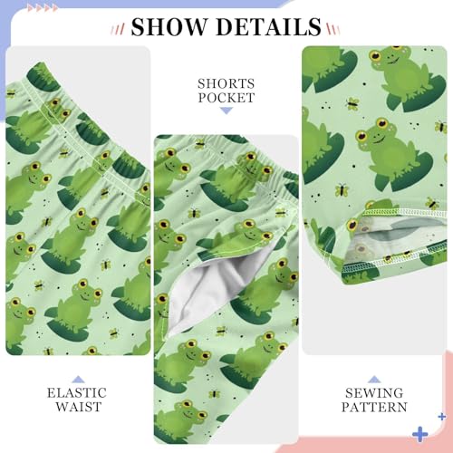 Frog and Butterfly Boys Long Pants Soft Trousers Elastic Waist Kids Lounge Bottoms with Pockets S-XL4