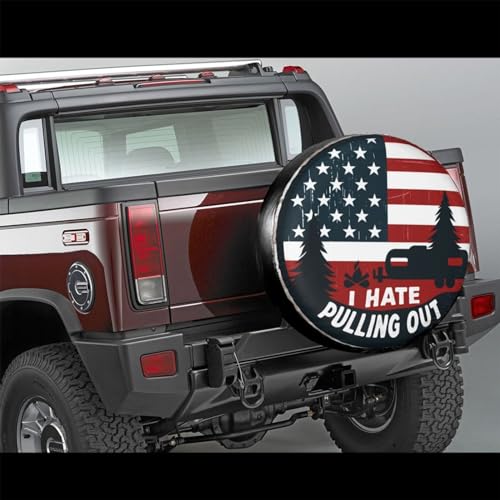 Image of Universal Fit Spare Tire Cover for RV, SUV, and Camper Trailers - Weatherproof Wheel Protector, I Hate Pulling Out Decorative Camper Spare Tire Cover 15 in