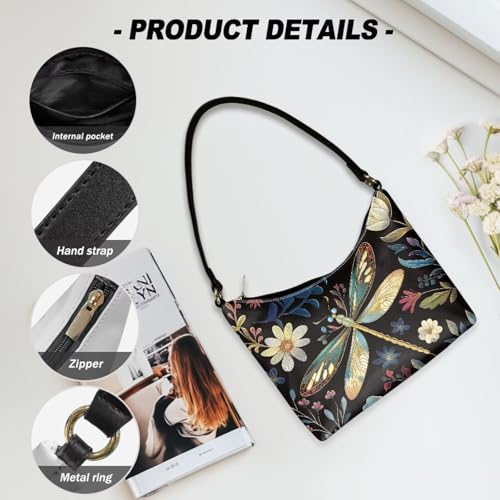 Shoulder Bag for Women, Leather Under Arm Bag with Zipper, Waterproof Mini Purse with Strap for Daily Use 6