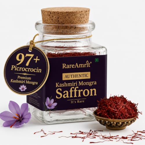 Image of Rareamrit Authentic Rare Kashmiri Mongra Saffron 2g, Pure Kesar, Saffron /Kesar for Pregnant Women, Kids, Biryani, Milk & Enhances Skin Health, Rich Aroma & Flavour,Hand Harvested & Sun Dried