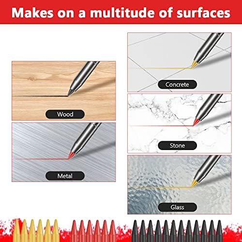OSDUE 24 Pieces Solid Carpenter Pencil Refills,2.8mm Solid Deep Hole Mechanical Construction Pencil Replacements for Drawing Making Scribering Woodworkin,Carpenter Mark PencilsBlack&Red&Yellow