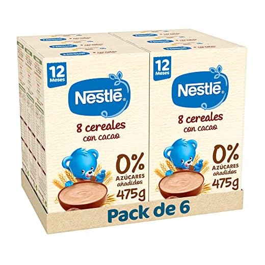 Nestle Papilla 8 Cereales con Cacao, 6 Paquetes de 475g (Total 2.85 Kg)
