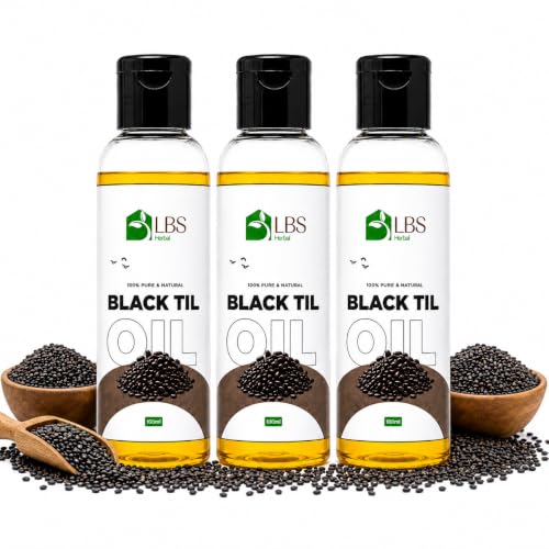 Image of Pure Black Sesame (Black Til) Oil 100% Extra Virgin Cold Pressed | Natural Carrier Oil for Hair, Scalp & Skin Care | Deep Moisturizing Hair Oil | 100ml (Pack of 3)
