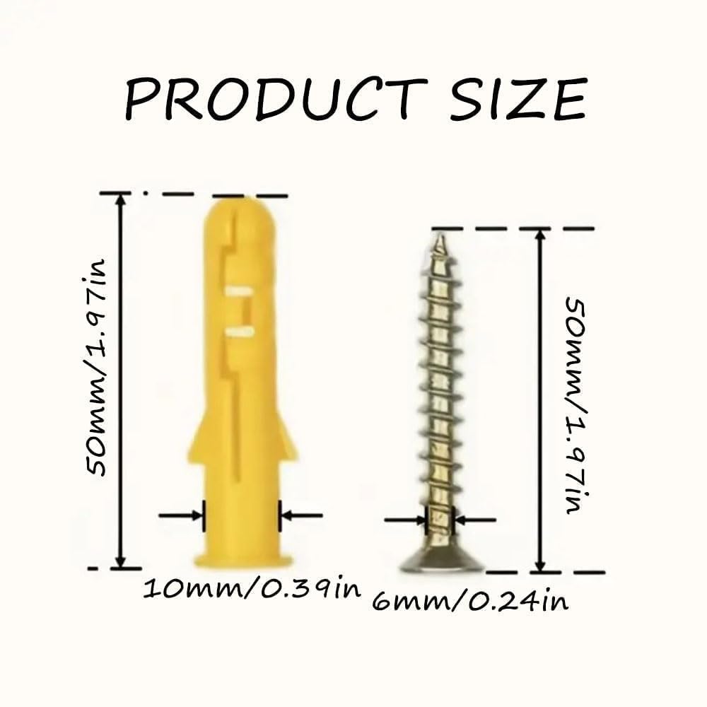 10Pcs M10x50mm Heavy Duty Masonry Screws + Wall Plugs, Brick Screws - Image 2