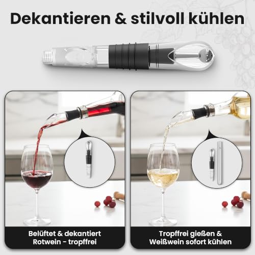 Beyond Weinkühlstab aus Edelstahl mit Ausgießer - Weinkühler ideales Weinzubehör Weingeschenk für Weinliebhaber Mann Frau I Flaschenkühler Set für Weißwein & Rotwein (Sparset mit 2x Weinkühlstäben)