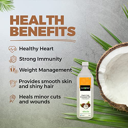 Image of nutndiet Extra Virgin Coconut Oil, Cold Pressed & Pure Organic | Ideal for Baby Massage, Hair Care, Skin Care, and Cooking | 950ml PET Bottle for Daily Use