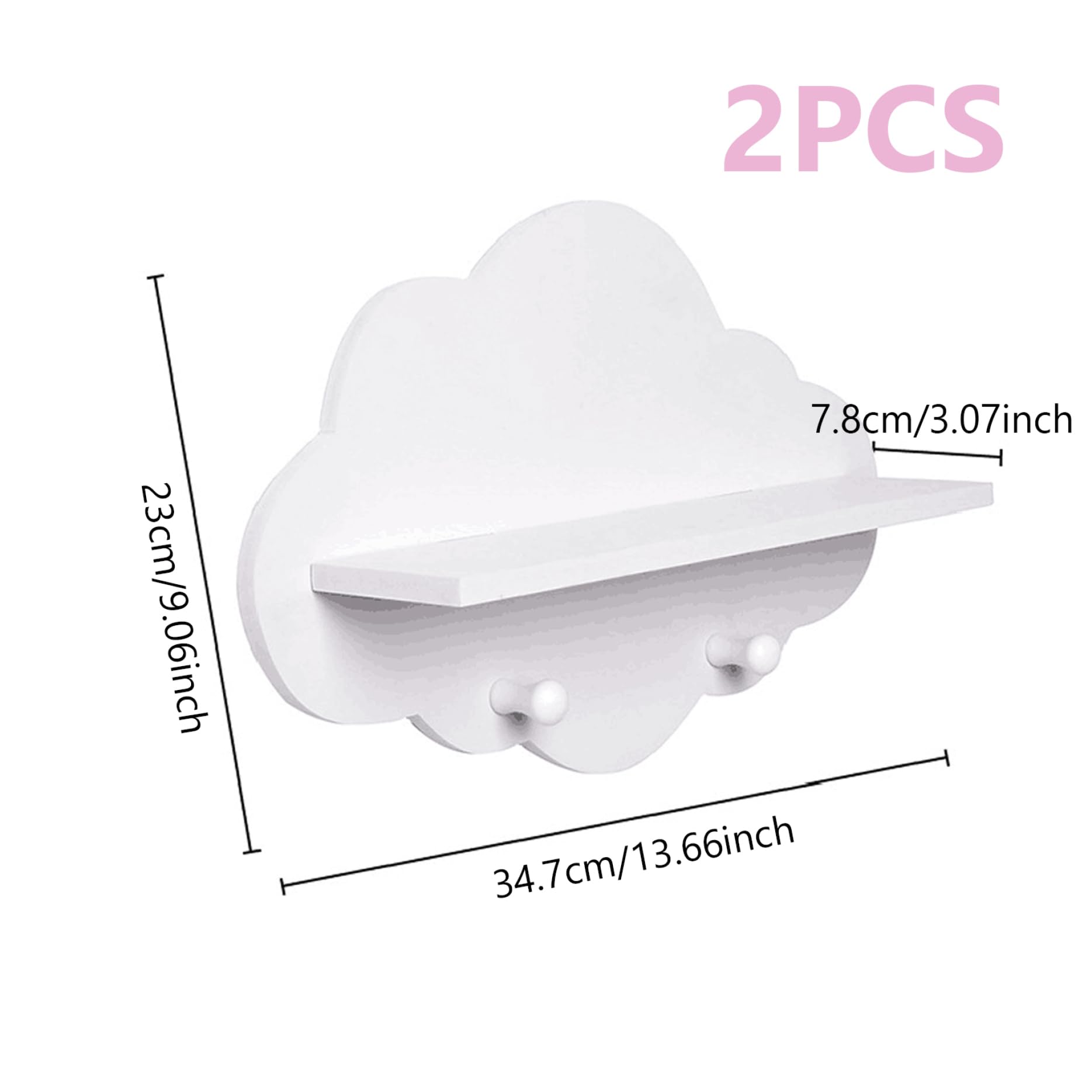 Estantes Nube 2Pcs Estante Nube Flotante para Habitación Infantil con Gancho para Guardería y Dormitorio Infantil Decoración de Habitación Nube Estantería de Almacenaje Decoración de Habitación Nube