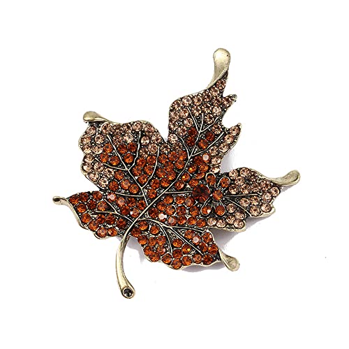 Image of Antique Plated Maple Leaves Brooch Suit Sweater Collar Lapel Metal Pin Leaves Brooches Accessories