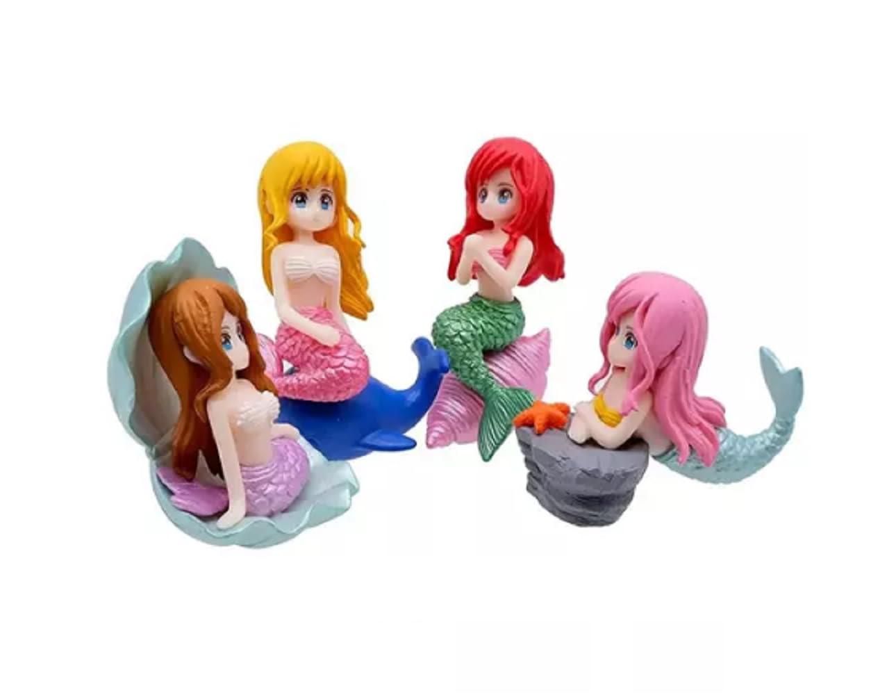 Cake Topper 4pc Miniature Mermaid Doll Figurines for Fairy Garden,  Terrarium, Dollhouse, Moss Landscape Decorations (3 Cake  Decoration