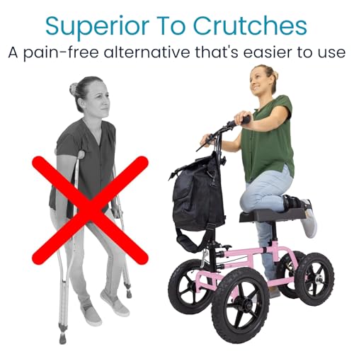 Image of Vive Mobility All Terrain Knee Scooter Walker for Foot Injuries - Adult