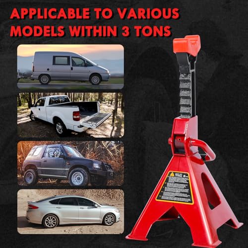 CCLIFE 2X Unterstellböcke 3T Höhenverstellbar in 10 Stufen (28,5-40 cm) unterstellböcke KFZ inkl. Gummiauflage Stützböcke für Auto Unterstellbock Kompatibel mit verschiedenen Auto