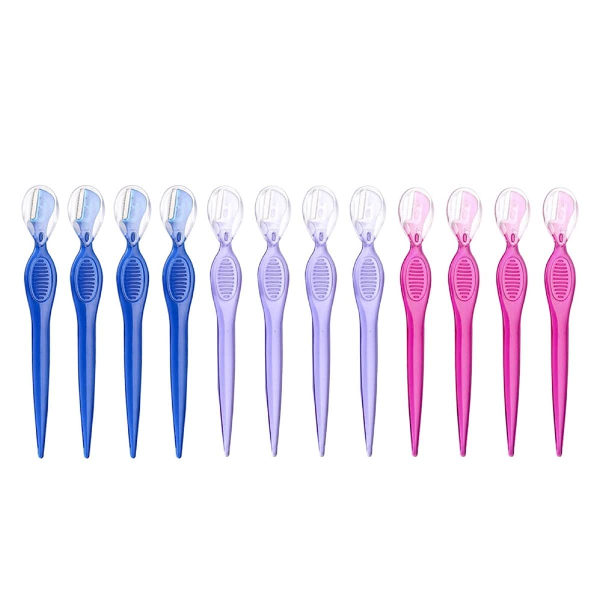 OHPHCALL Stainless Steel Eyebrow Razor 12pcs Set Razor for Eyebrows Eyebrow Trimmer Kit Beauty Makeup Tools Compact for Travel