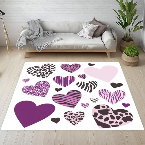 Carpet de couloir moderne 160x230cm avec texture cœur géométrique